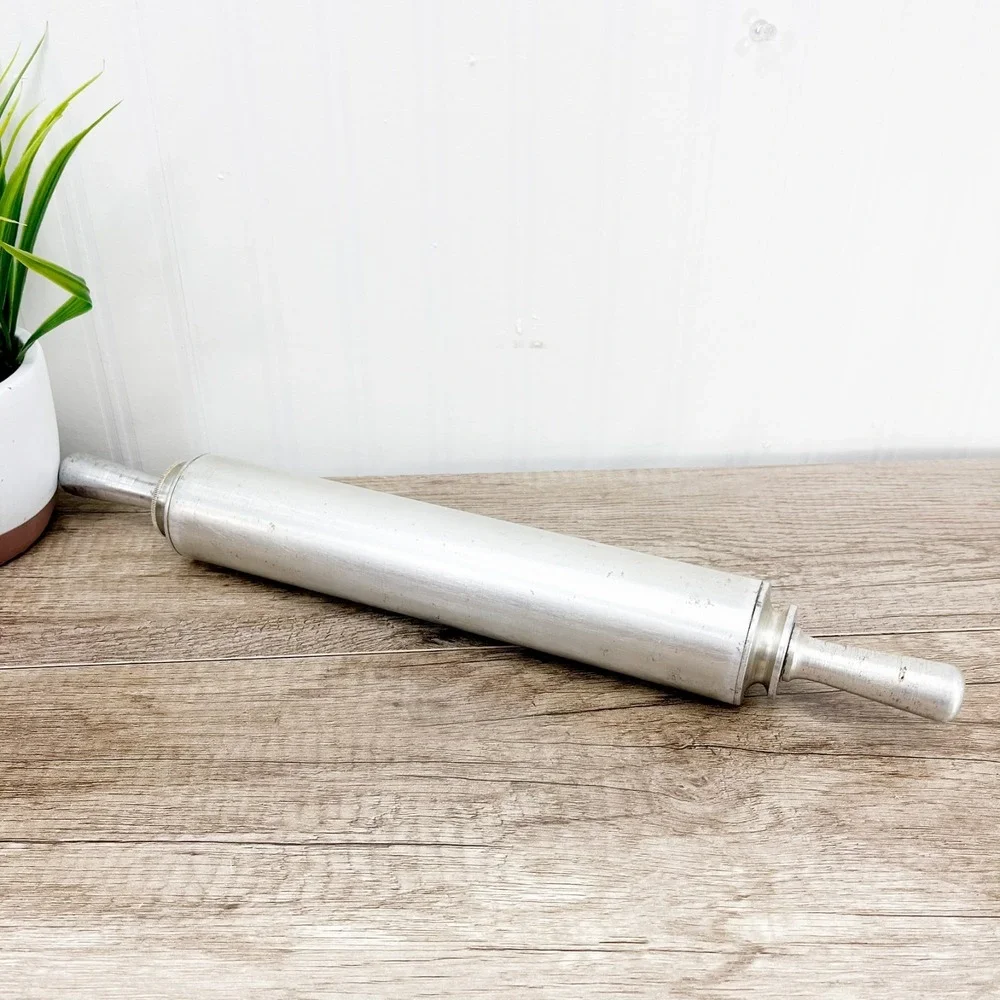 Vintage Stainless Steel Rolling Pin‎ Pastry Pizza Farmhouse Kitchen Decor